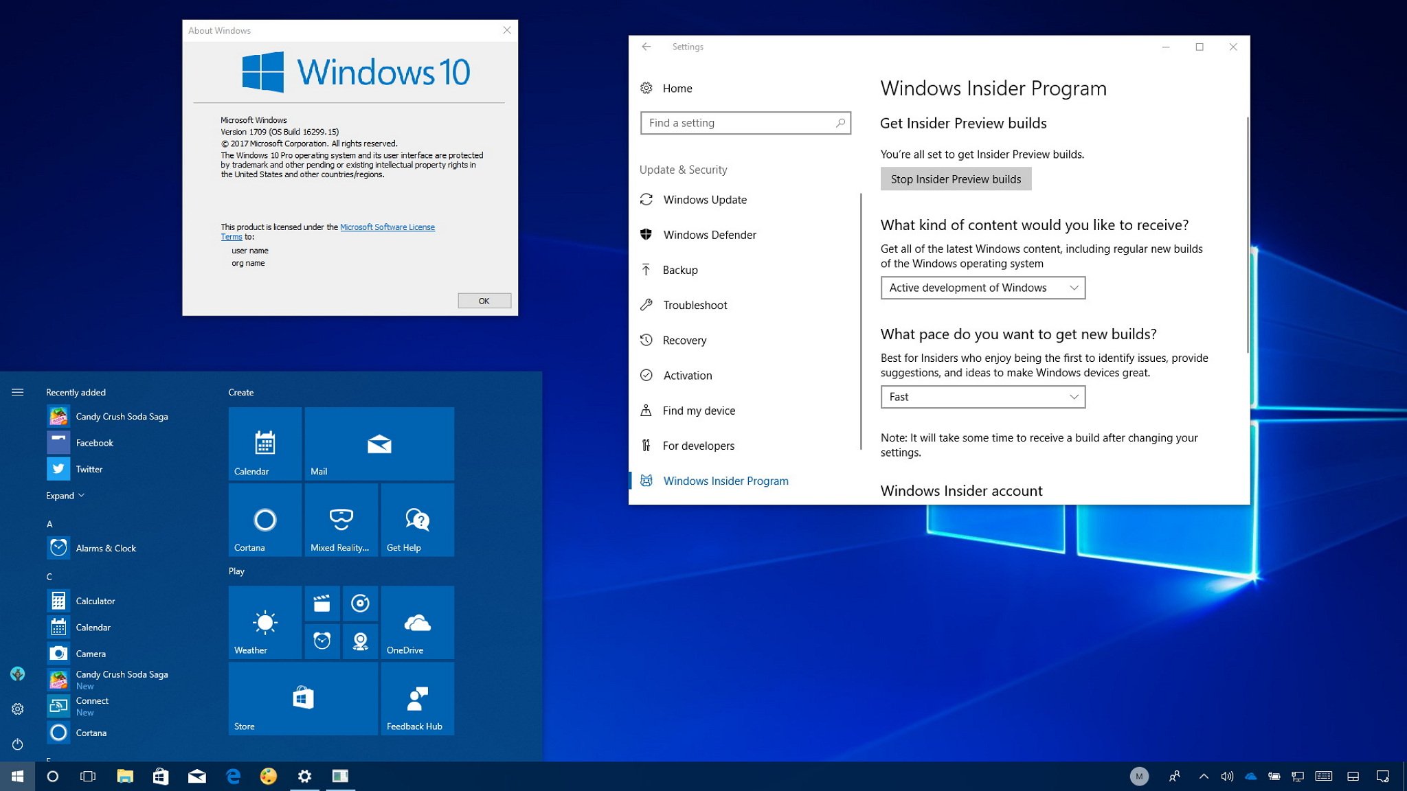 Windows 10 Pro Интерфейс