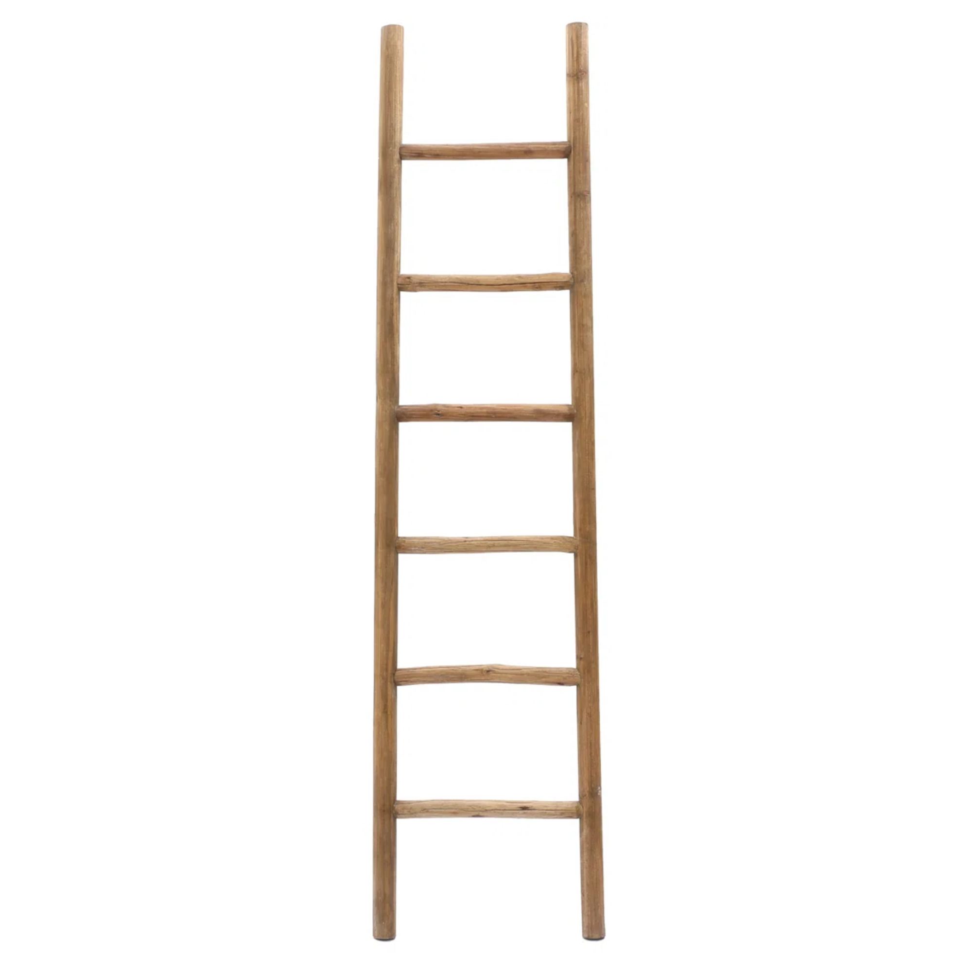Freestanding wooden decorative storage ladder
