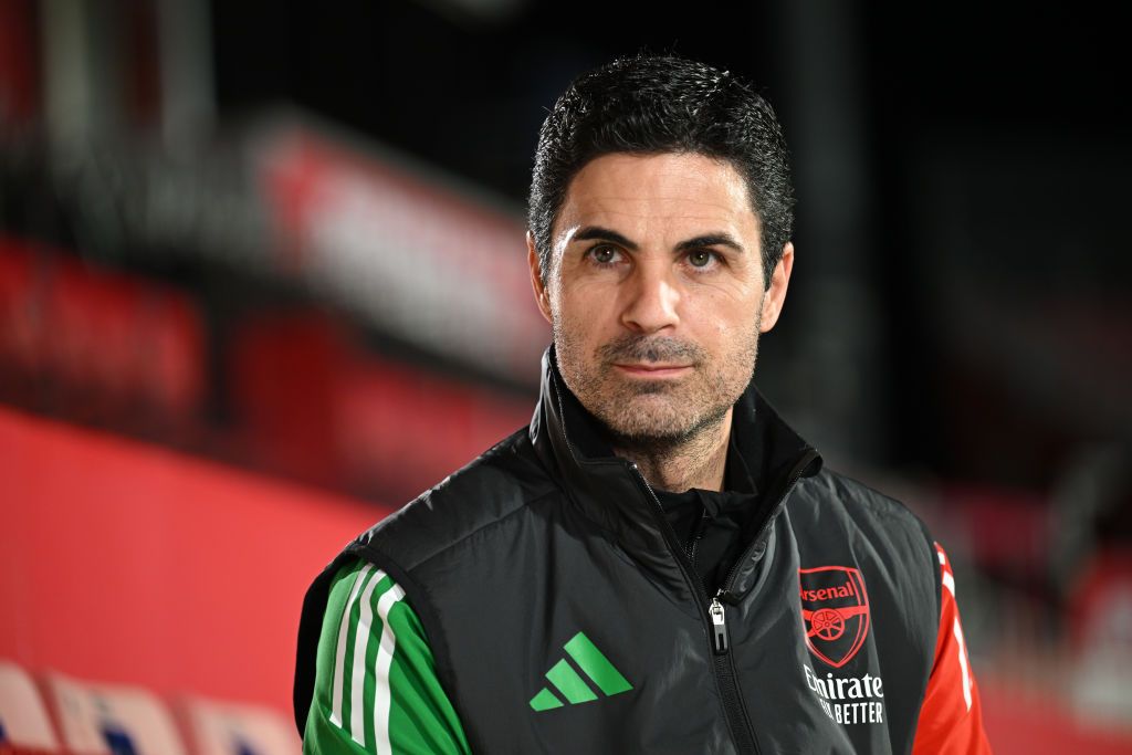 GIRONA, SPAIN- JANUARY 28: Arsenal manager Mikel Arteta speaks during the UEFA Champions League 202/25 press conference at Estadi Montilivi on January 28, 2025 in Girona, Spain. (Photo by Stuart MacFarlane/Arsenal FC via Getty Images)