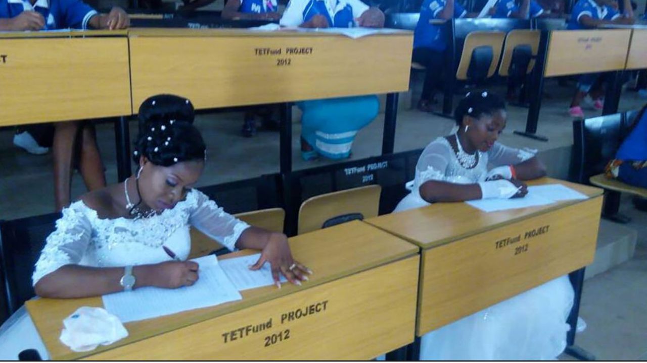 Nigerian brides take final exam in wedding dresses