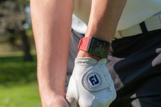 Shot Scope G3 watch on a golfer's wrist
