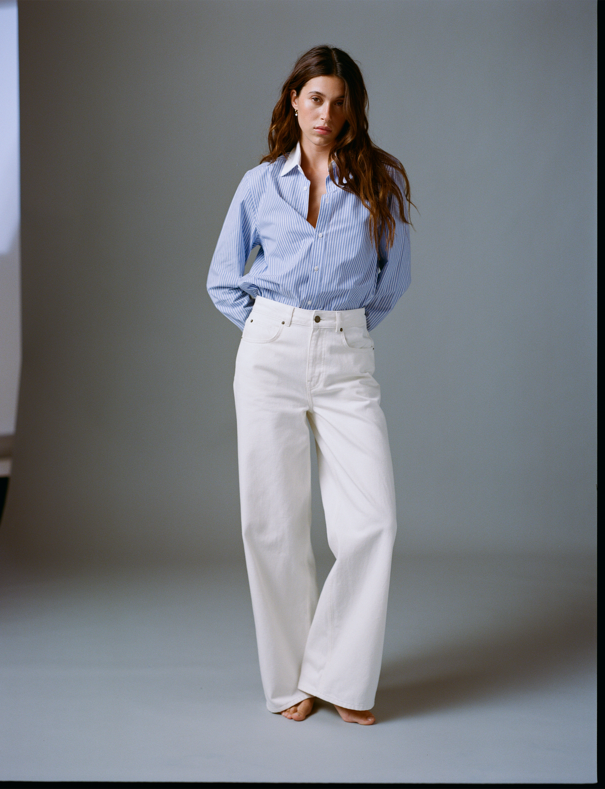 Fawcett Jeans: Wide Leg - High Waist, Off-White