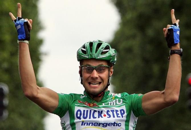 Belgian Tom Boonen (QuickStep) on his green jersey days in 2005.