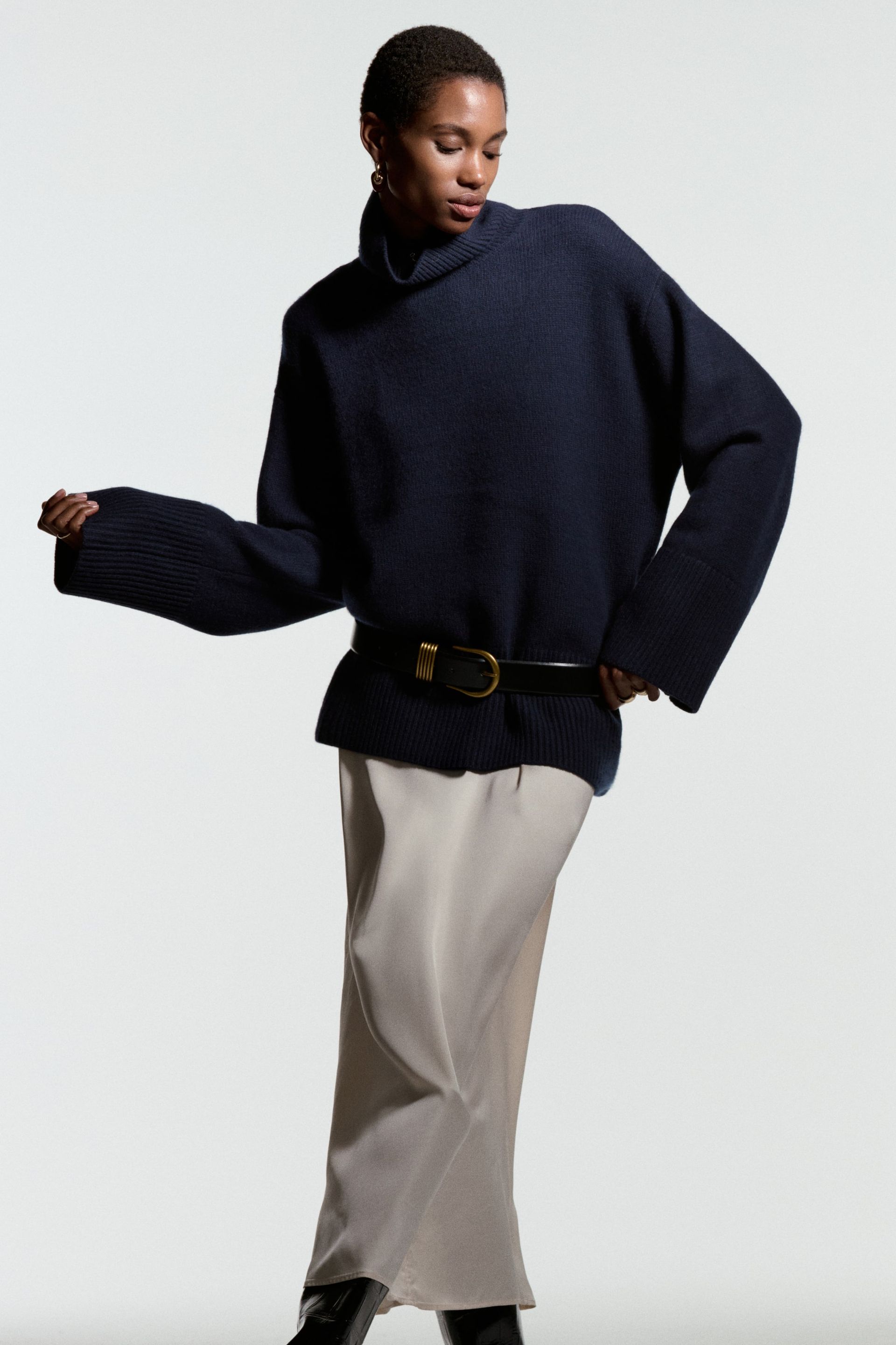 Cashmere-Blend Polo-Neck Jumper - Natural White