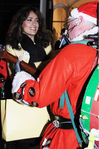 Salma Hayek And Santa Claus At The Stella McCartney Christmas Lights Ceremony