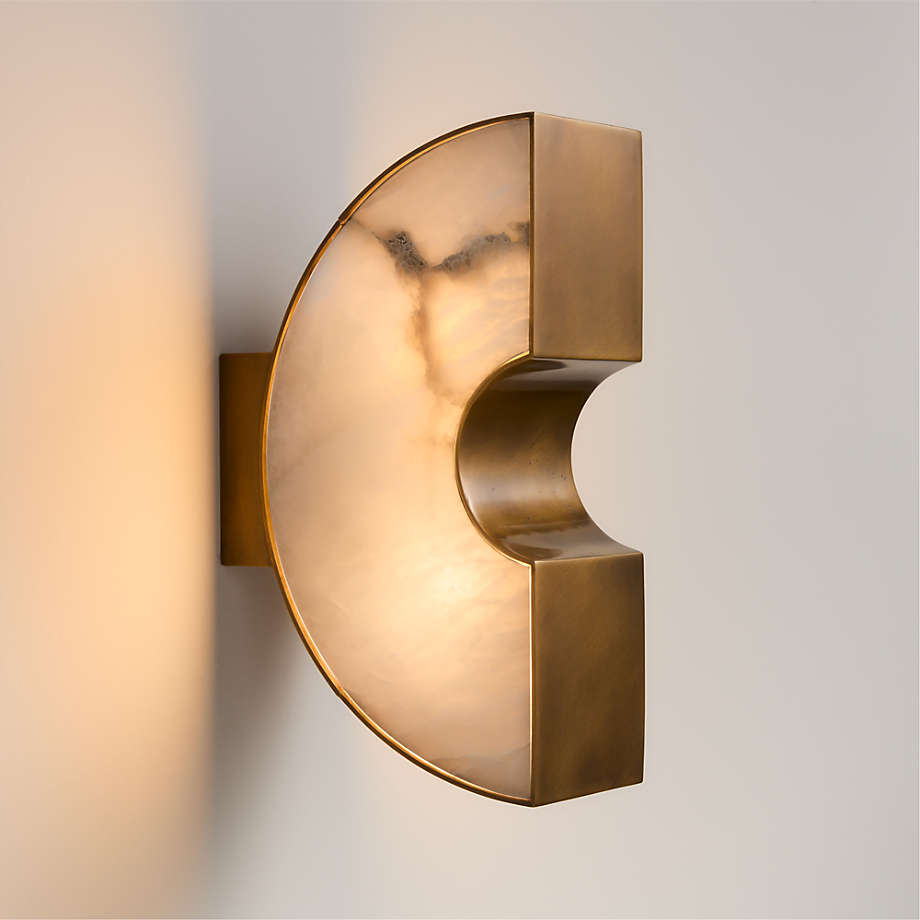 Brigette Romanek x Crate&Barrel alabaster c-shaped wall sconce