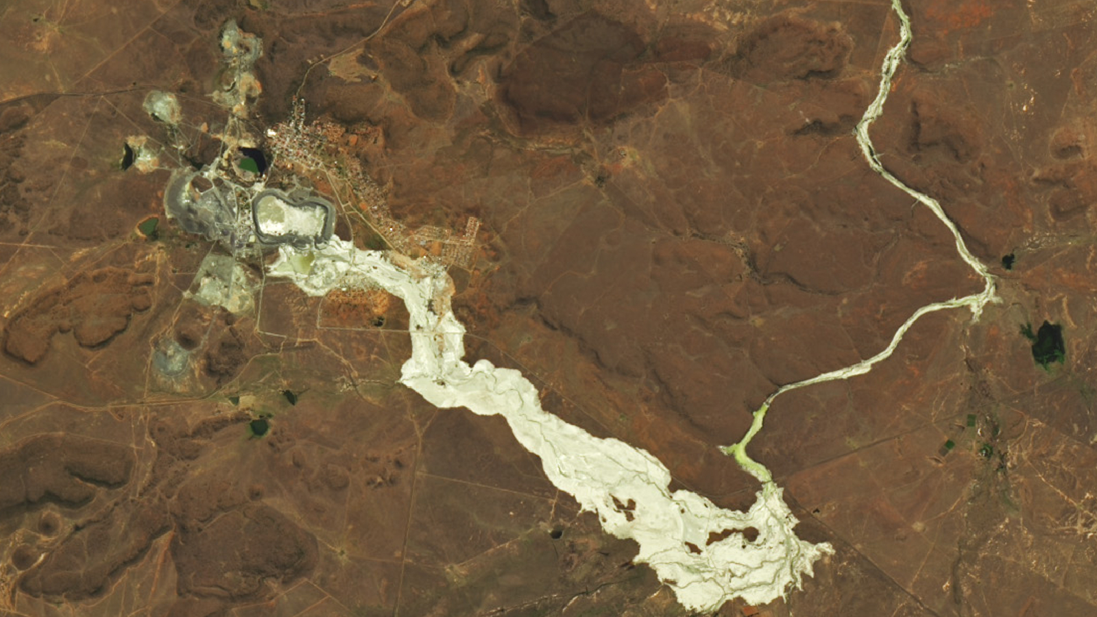 A close-up of the trail of dried tailings (click right to see what it looked like before).