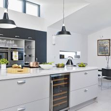 modern kitchen with grey cabinetry