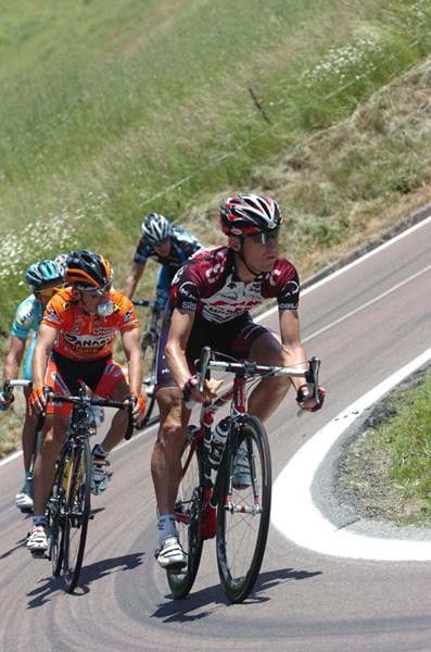 Kurt-Asle Arvesen (Team CSC) corners while riding in the escape.