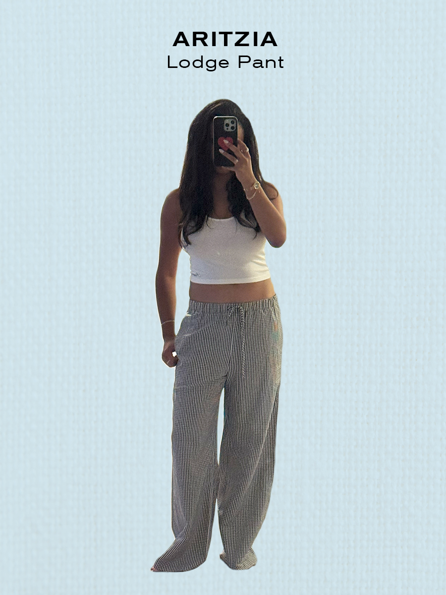 sierra mayhew in linen pants.