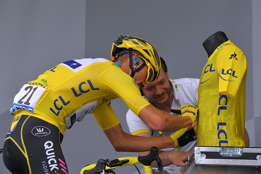 Julian Alaphilippe (Deceuninck-QuickStep) in the yellow jersey at the Tour de France