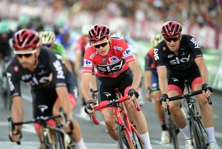 Chris Froome rides in the bunch during the final stage of the 2017 Vuelta a Espana