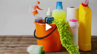 Bucket of cleaning products