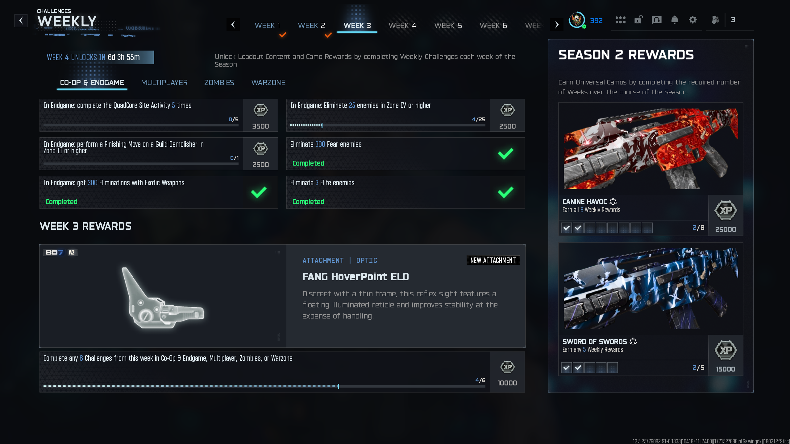 The weekly challenge screen in Black Ops 7