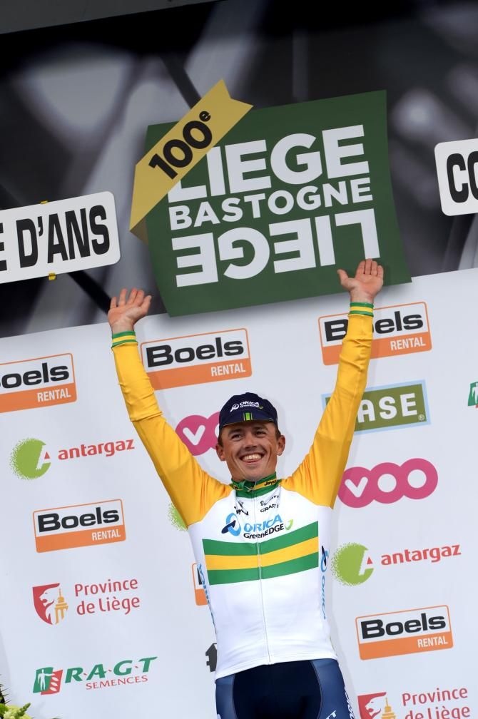 Simon Gerrans steps onto the podium