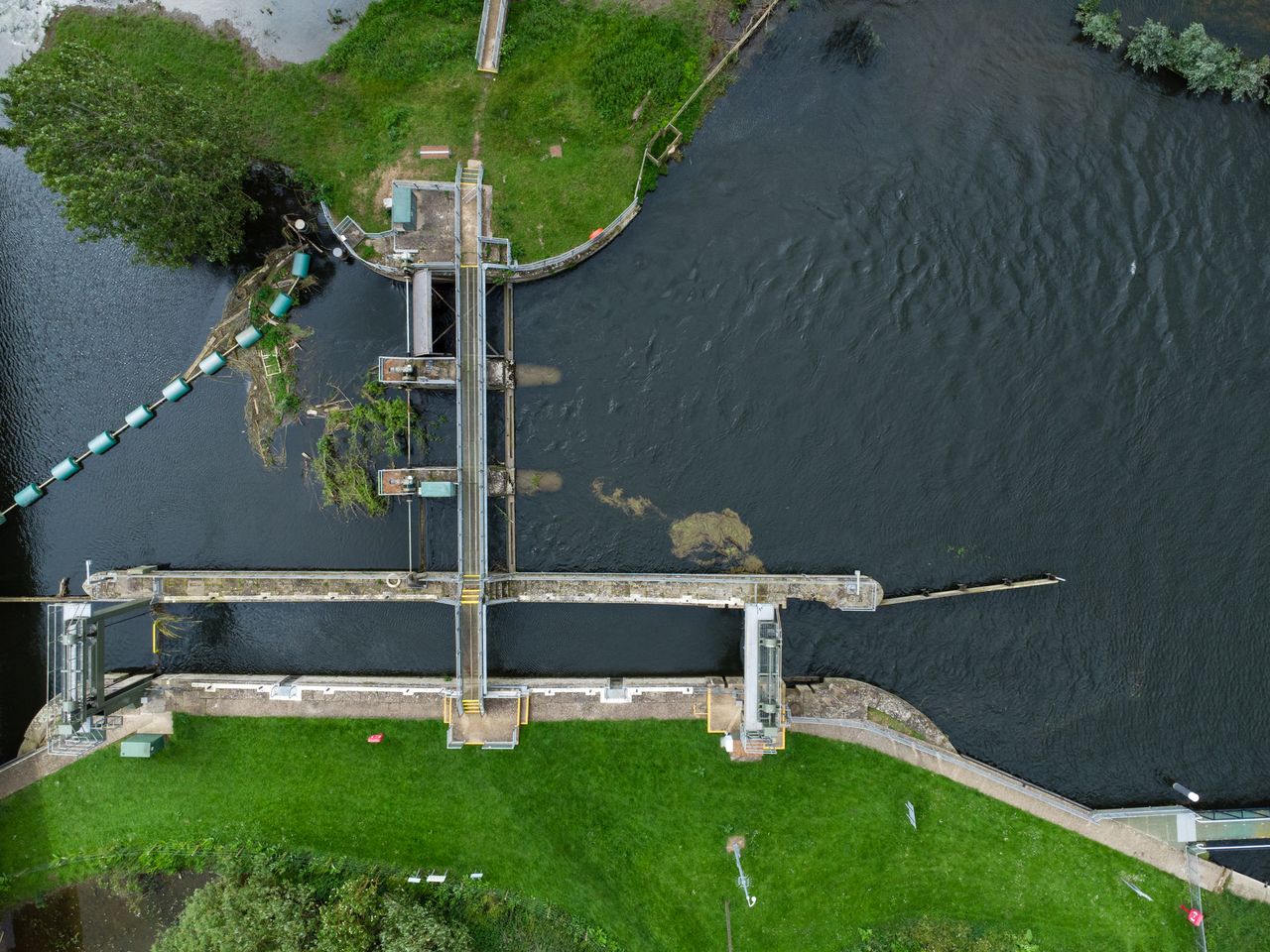 Photo of lock on a river taken with the DJI Mini 4K
