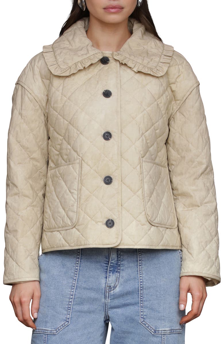 Ruffle Collar Quilted Jacket