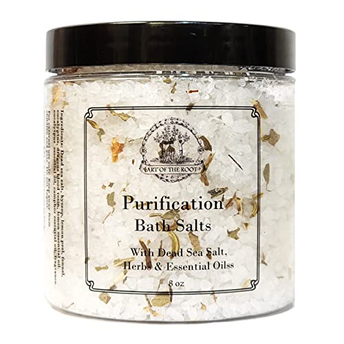 Purification Herbal Bath Salts 8 Oz | Spiritual Cleansing and Negative Energy Rituals | Hoodoo Wiccan Pagan Spirituality Magick
