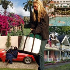 a collage of influencer and hotel imagery featuring the stylish weekend trips from NYC and L.A.