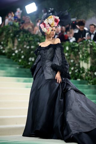 Zendaya wears a black gown at the 2024 Met Gala