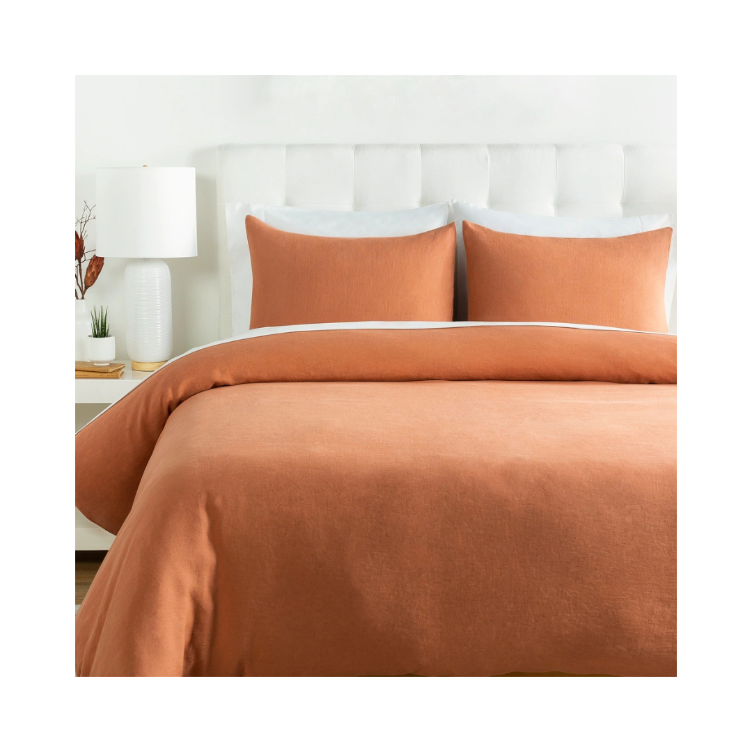 rust orange linen bedding set