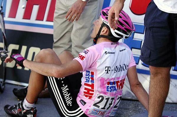Pinotti in pain after struggling with the final climb