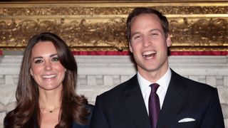 Kate Middleton and Prince William smile at their 2010 engagement interview