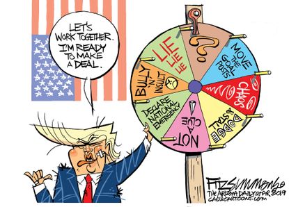 Political cartoon U.S. Trump government shutdown