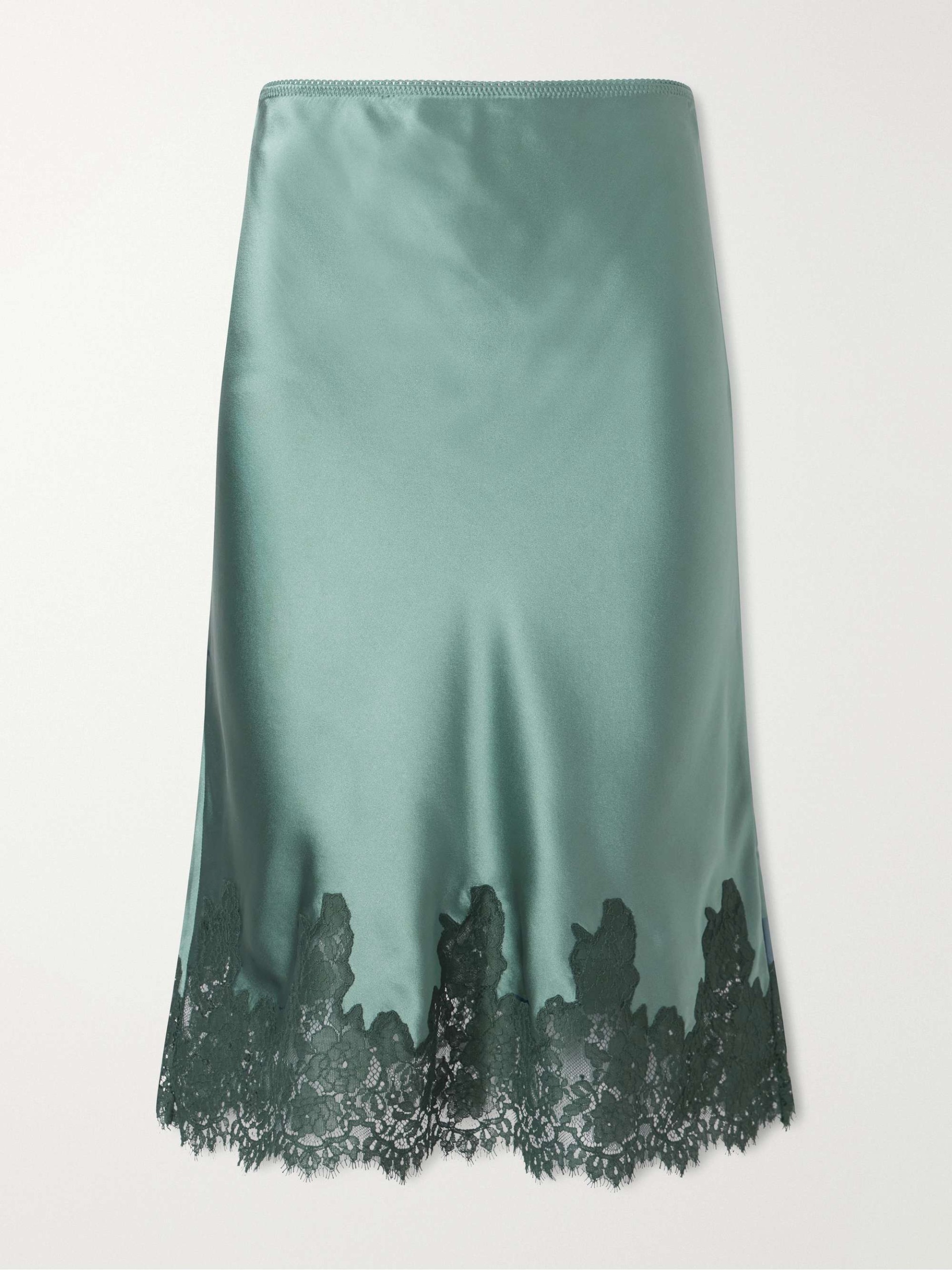Elowette Lace-Trimmed Silk-Satin Midi Skirt