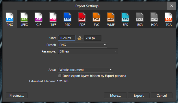 Affinity Designer Save As