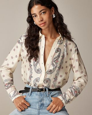 Drapey Paisley-Print Shirt