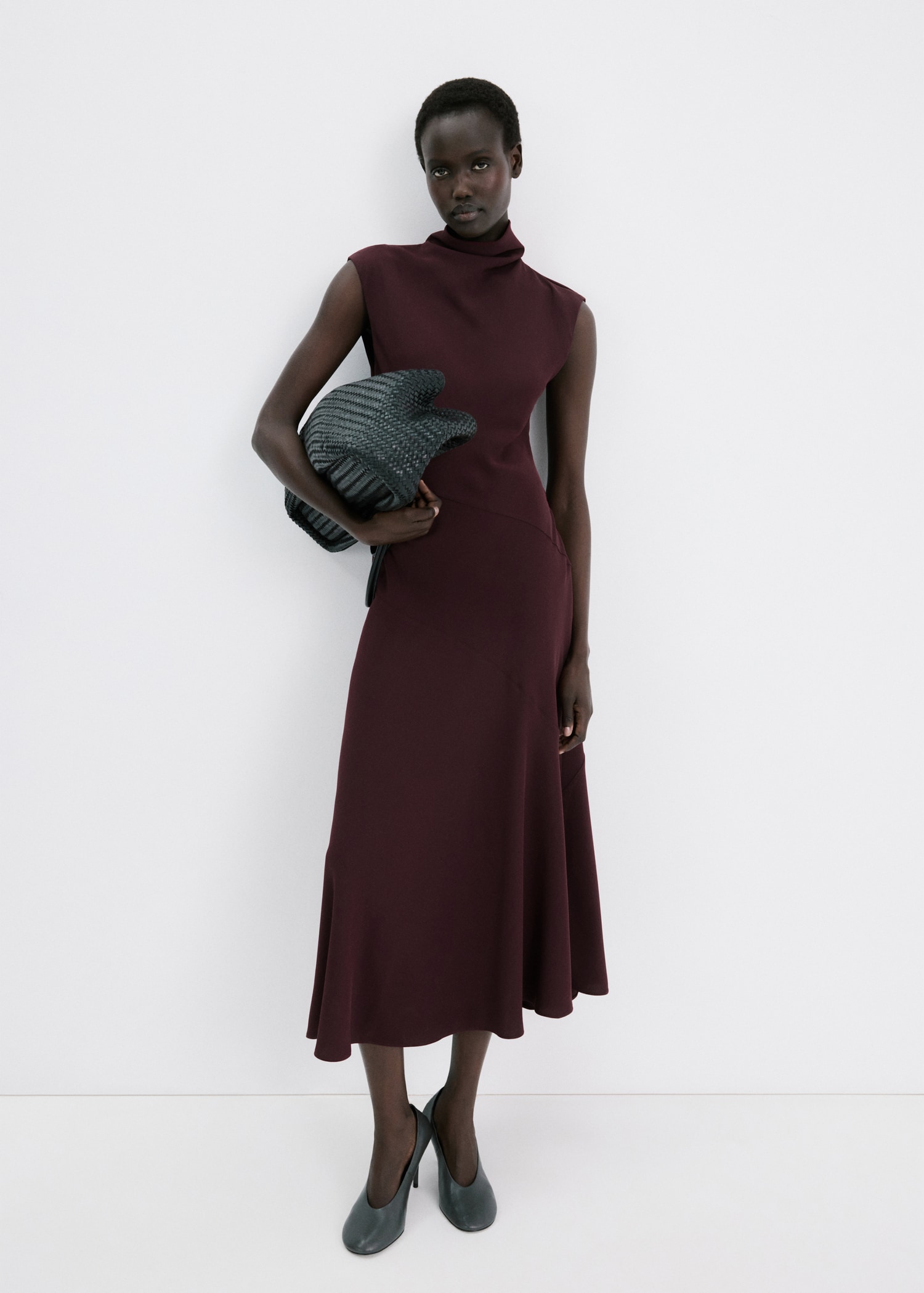 Long Dress With Draped Neck - Women | Mango United Kingdom