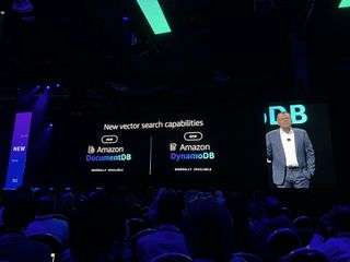 Swami Sivasubramanian speaking on stage at AWS re:Invent 2023