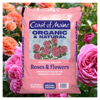 A bag of organic rose planting soil