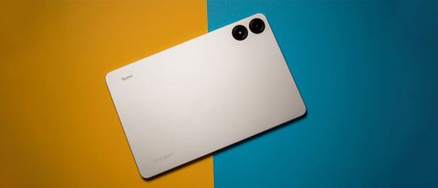 Redmi Pad Pro back view against colorful background