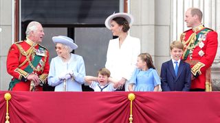 Members of the Royal Family on the balcony of Buckingham Palace in 2023