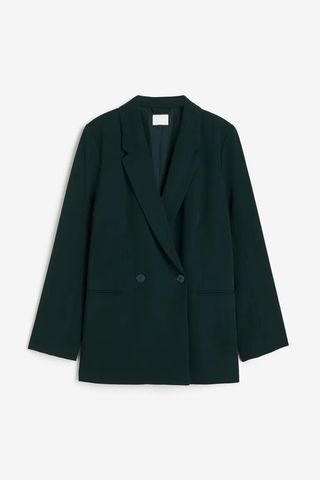 H&M Double-breasted blazer in Dark Green
