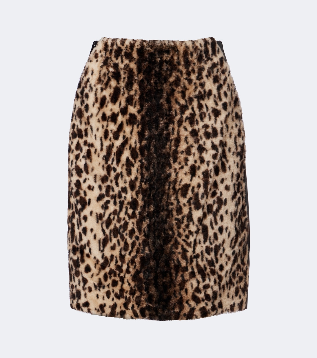 Leopard-Print Shearling and Leather Miniskirt