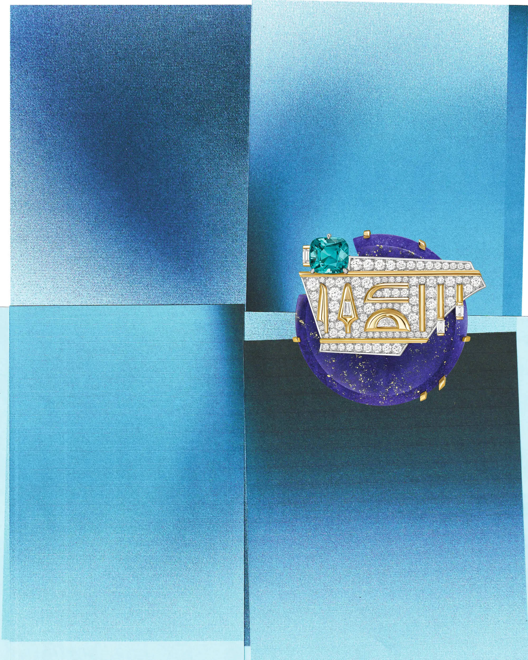 An Egyptian inspired brooch in precious stones