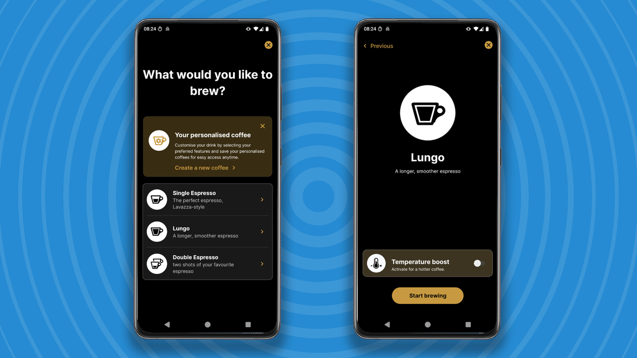 Creating custom drinks and brewing them using the Lavazza Tabli app