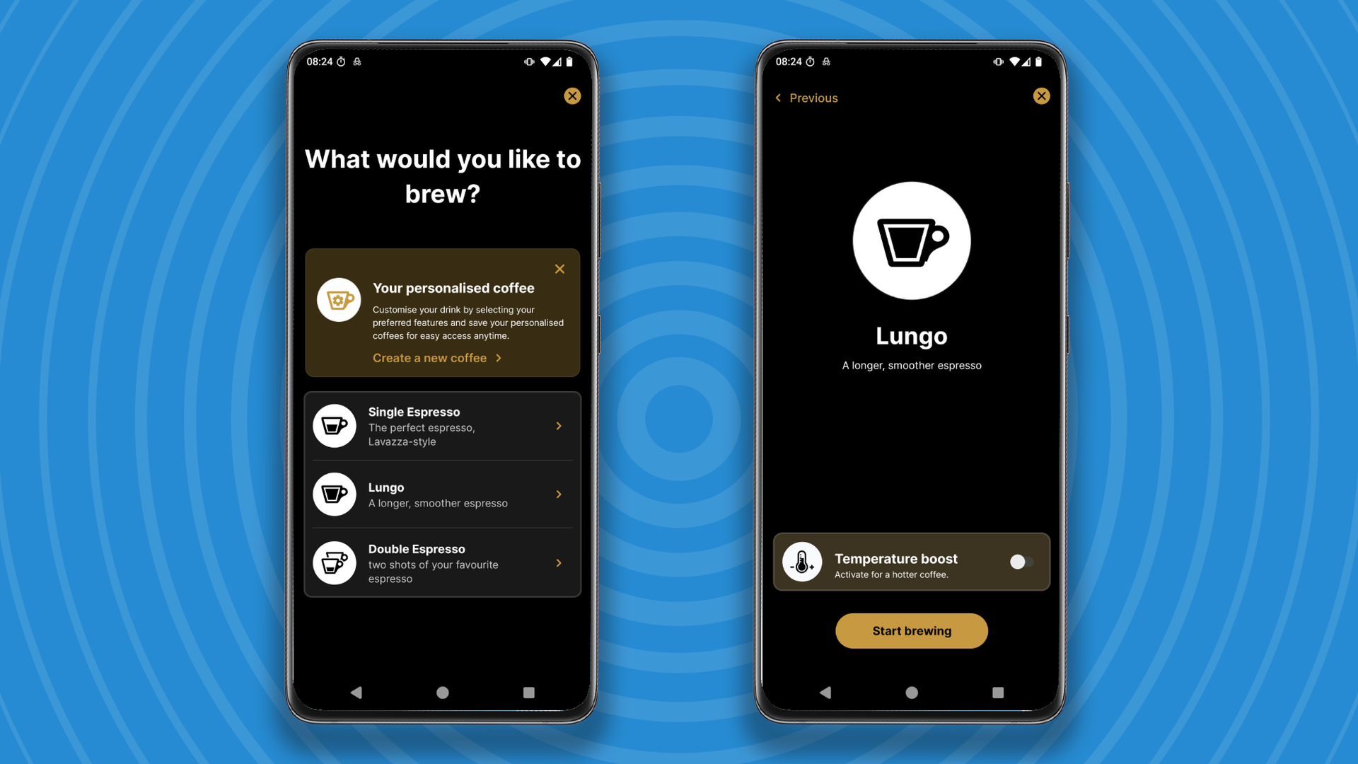 Creating custom drinks and brewing them using the Lavazza Tabli app