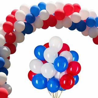 Jubilee decorations red, white and blue balloon arch