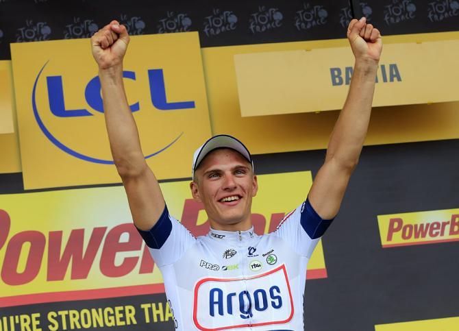 Marcel Kittel (Argos-Shimano) on the podium