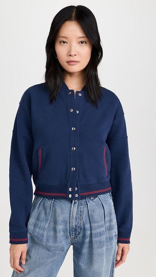 Clare V. Le Varsity Snap Bomber Jacket