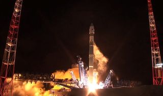 A Soyuz rocket launches from the Plesetsk Cosmodrome on Sept. 9, 2021.