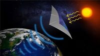 A depiction of the Space Solar Power Incremental and Demonstrations Research (SSPIDR) project, which aims to beam solar power from space to Earth. SSPIDR consists of several small-scale flight experiments that will mature technology needed to build a prototype solar power distribution system.