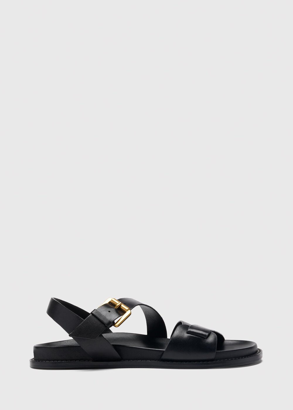 Black Asymmetric Buckle Sandal