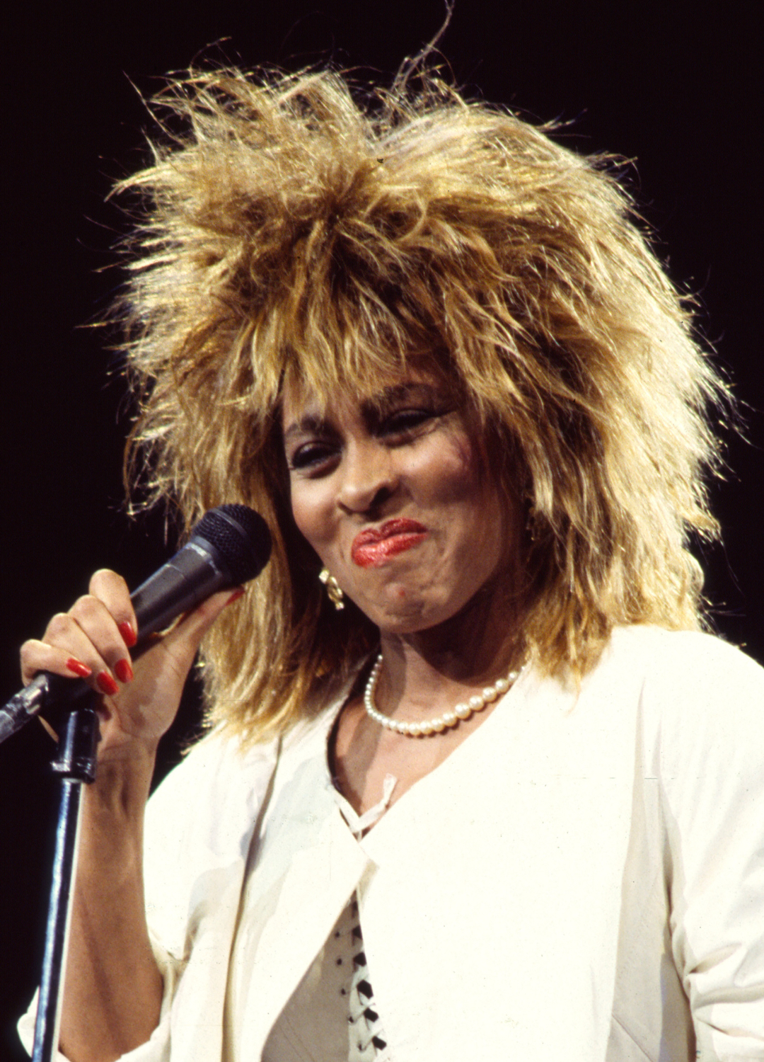 American R&amp;amp;B, Rock, and Pop musician Tina Turner (1939 - 2023) performs onstage at Madison Square Garden, New York, New York, August 2, 1985.