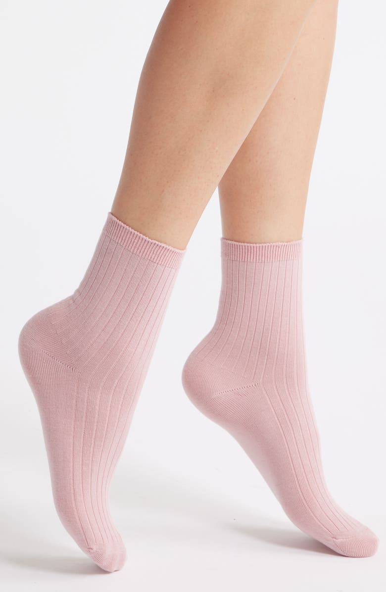 Rib Cotton Blend Crew Socks