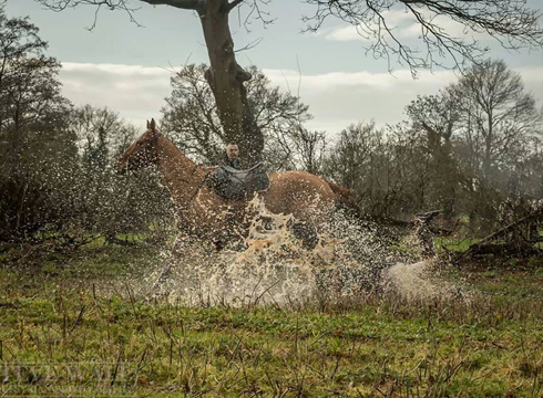 Spot the rider:Mark Gilbert from The Burne Bloodhounds gets a dunking